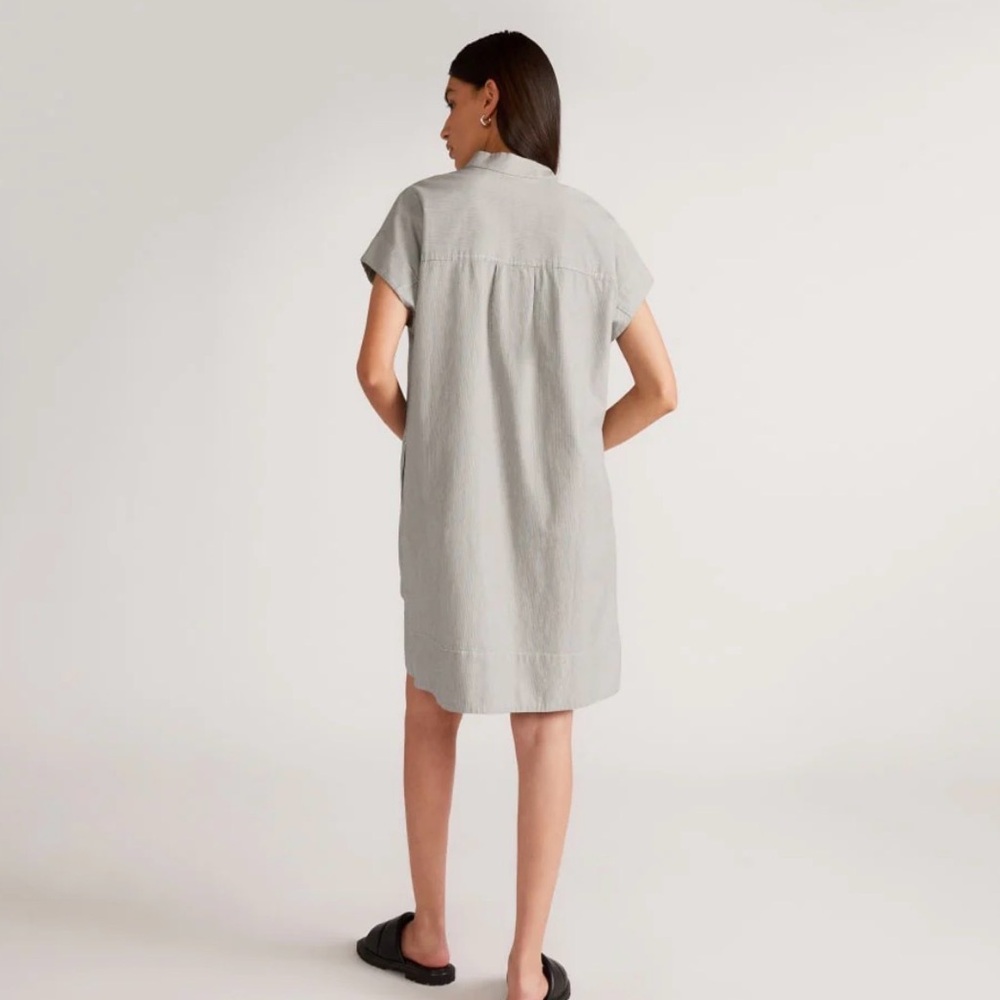 Everlane Easy Workwear Dress - Tan and Navy Stripes - Picture 7 of 9